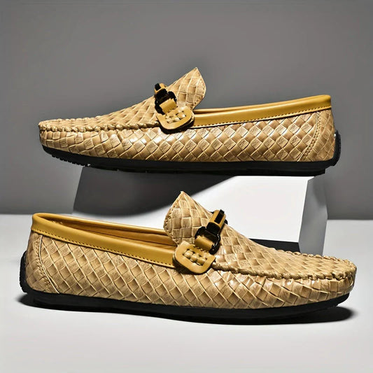 Loafers i vævet læder